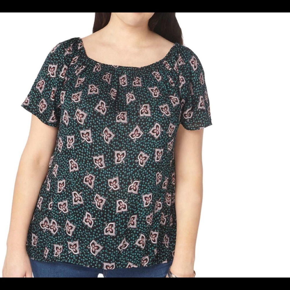 Evans Off the Sholder Print Top SZ 24 NWT - Picture 1 of 7